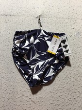 NEW Anne Cole Swim Bottom Womens M Medium Navy Blue Floral High Mid Fold Over