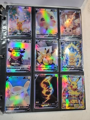Lot of 9 Custom Holo fanart mixed V Pokemon Trading Card  Sleeved & Top Loaded!!