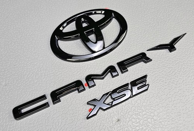 #ad Fit for 2018 2023 Toyota Camry XSE Glossy Black Overlay Emblems Logo Kit 3pc $14.95