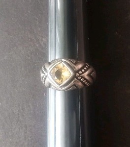 Balinese Style Yellow Citrine Gemstone Sterling Silver Ring Size 7