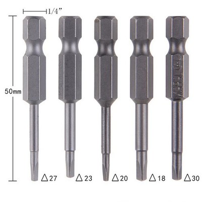 5x Magnetische Dreieckskopf Schraubendreher Bits 50 mm S2 Stahl 1/4 Sechskantschaft ZN