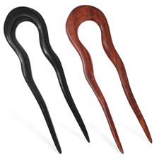 Wooden Hair Sticks 2Pcs U Shape Hair Forks for Long Hair Updos Chignons