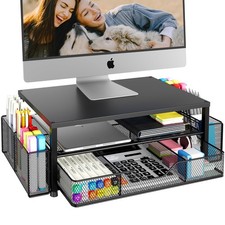 Desk Organizer and Accessories, 2-Tier Computer Monitor Stand Riser with Draw...
