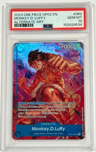 2023 One Piece Monkey D. Luffy OP02-062 Paramount War Alt Art SR PSA 10 English