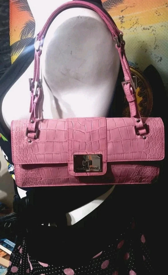 🎄🎉🎁CHARLES DAVID*RARO*Croc ROSA FLAMENCO🦩Bolso expandible multibolsillo de cuero Foto 3 de 4