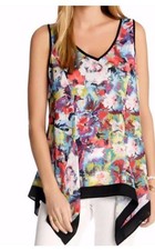 Karen Kane Art & Soul Floral Technicolor Handkerchief Hem Tank Top Plus Size 2XL