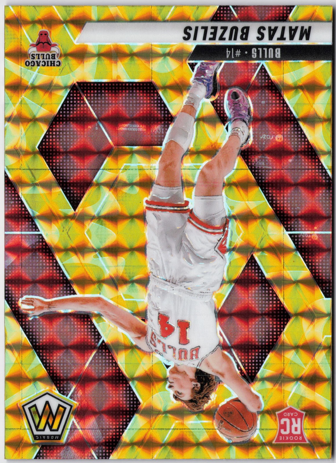 2024-25 Panini Mosaic #223 Matas Buzelis Reactive Yellow Mosaic RC