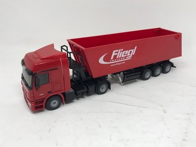 Siku 3537 - MB Actros Zugmaschine - Fliegl Kipp-Trailer - rot - 1/50 - gebr.