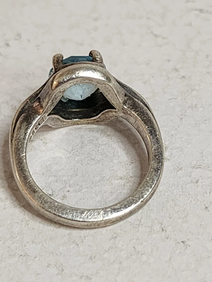 Anillo James Avery Retirado Topacio Azul Adriana Plata Esterlina Talla 4.5 Foto 4 de 4