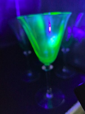 Vtg 8'' Cambridge Goblet Glass Barware 8 Oz 40s Glows Uranium Lot of 4