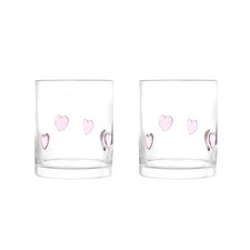 12 fl oz Valentine's Day Pink Hearts Charm Drinking Glasses, Set of 2