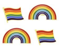 4Pcs Rainbow Brooch Pins Gay Lesbian Pride Enamel Flag Lapel Collar Hat Shawl Pi