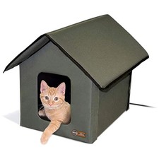 Safe  Warm Heated Kitty House with 2 Exits - Ideal Shelter for Outdoor Cats