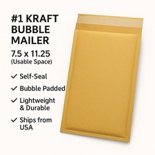 1 7.25x12 Kraft Bubble Padded Envelopes Mailers Shipping Bags 25/100/200