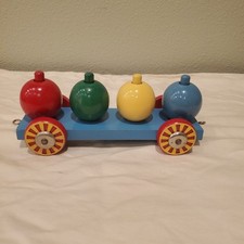 Brio Vintage Colorful Wooden Train Toy with Removable Peg People