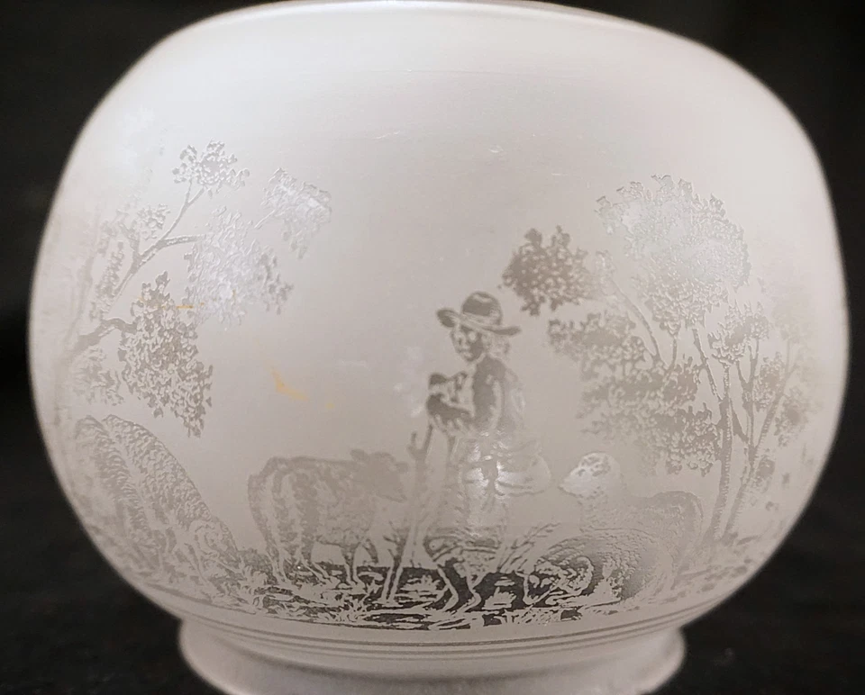 Lámpara de araña antigua victoriana de vidrio grabado al ácido globo/pantalla de gas caza Foto 2 de 4