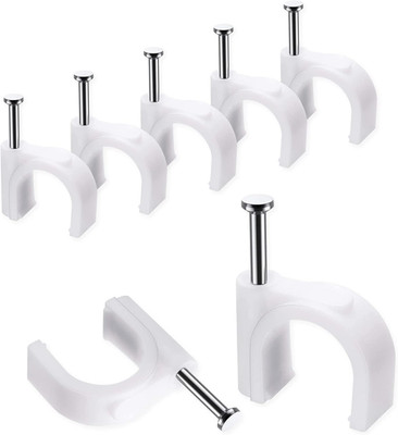 100 Pcs Cable Clips 10mm Wire Organizer with Steel Nails White for Coax & CAT6