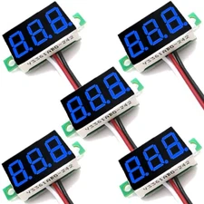 (5 Pack) JacobsParts DC 0-30V 3-Wire Voltmeter 3-Digit LED Display Panel Blue 