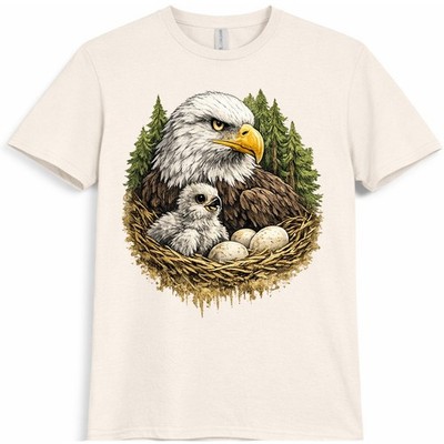 Weißkopfseeadlernest Küken Eier Kiefer Wald Tierwelt Natur patriotische Grafik T-Shirt