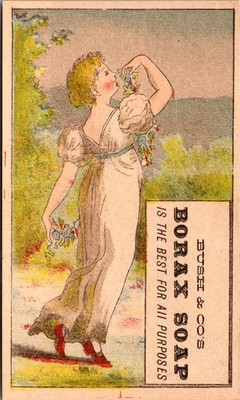 Vintage 1880's Beautiful Victorian Woman Borax Soap Antique Trade Card PA.