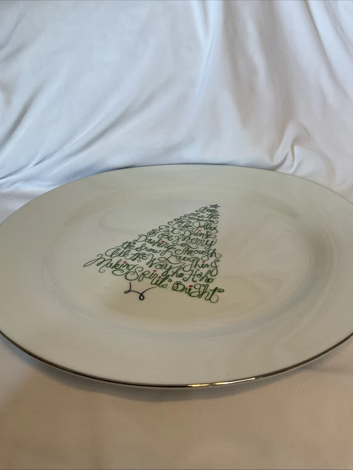 St. Nicholas Square Plate 11" Round Christmas Eat, Drink & Be Merry Holiday Tree - Image 4 of 4