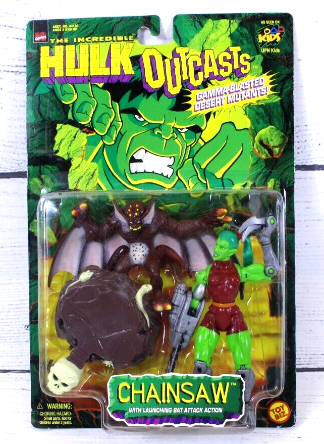THE INCREDIBLE HULK OUTCASTS CHAINSAW ACTION FIGURE WITH BAT TOYBIZ 1997 NEW