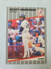 Rickey Henderson 1989 Fleer Baseball Card #254 Yankees + 2 Free Mystery Cards