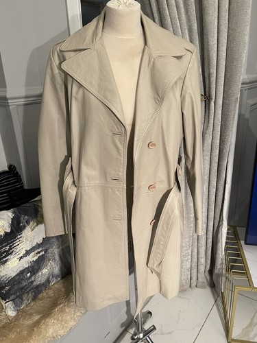 URU RECOLETA de US Cueros S A LEATHER Trenchcoat,  Sz 2 - Picture 2 of 7