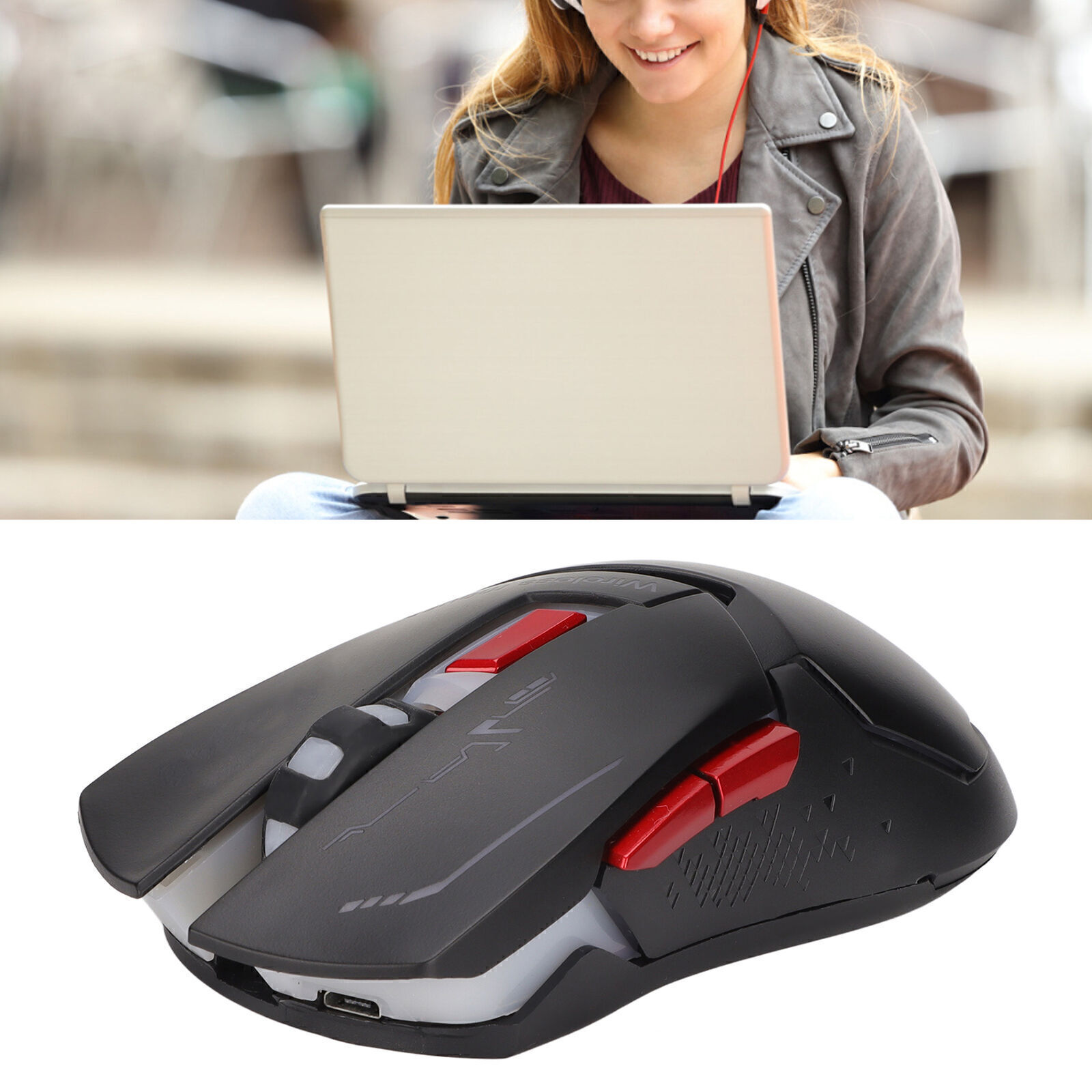 2.4G Wireless Ergonomic Gaming Mouse with Three Adjustable DPI Levels and USB Charging for Comfort and Precision