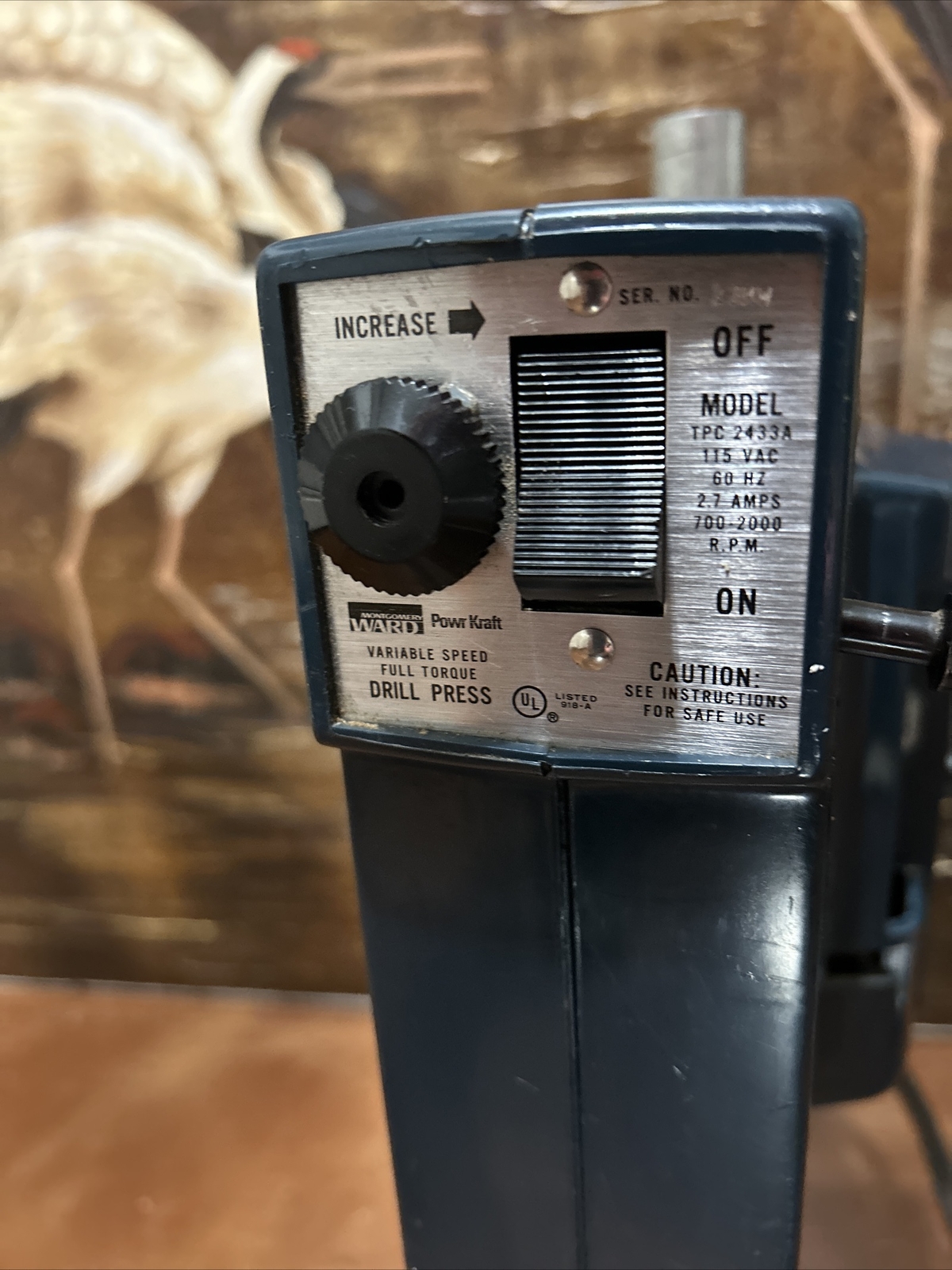 DRILL PRESS MONTGOMERY WARD POWR KRAFT Variable speed adj. knob see