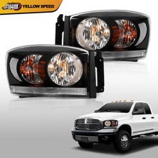 Black Clear Headlamp Pair Headlights Fit For 2006-2009 Dodge Ram 1500 2500 3500