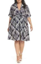 ELIZA J Check Surplice Midi Dress (size 22W)*