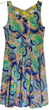 Emily West Girls Reversible Dress Size Large Sleeveless Stretch Flowers Lemons