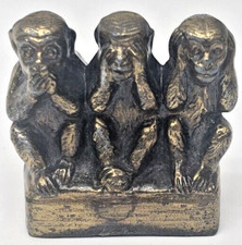 Pisapapeles de latón cepillado Heavy Metal Speak, See And Hear No Evil Monkey Monkies