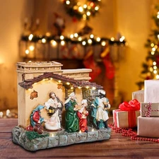 Brightown Christmas Manger Nativity Sets, Lighted Nativity Scenes Indoor with...