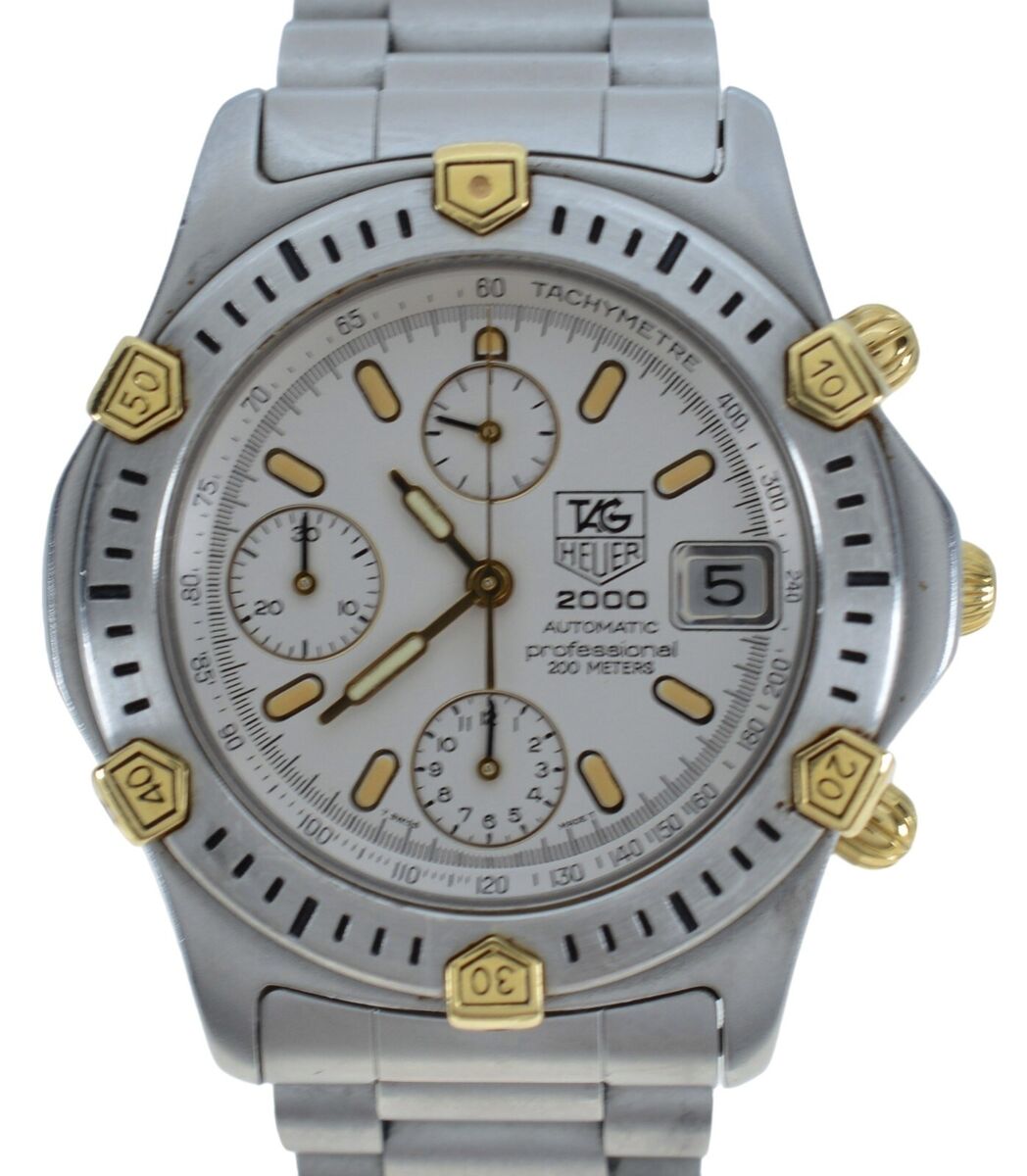 Rare Tag Heuer 2000 Series Men's 38mm Automatic White Two Rare Tag Heuer 2000 Series Men's 38mm Automatic White Two