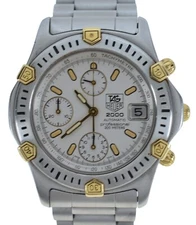Rare Tag Heuer 2000 Series Men's 38mm Automatic White Two Tone Watch 165.806!