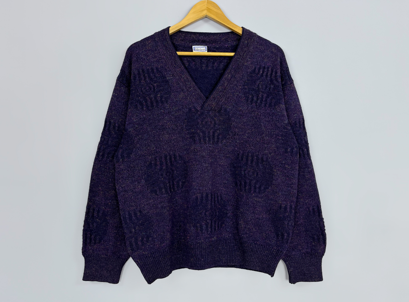 Maglione vintage anni 80 YSL YVES SAINT LAURENT colore viola azteco 48 50