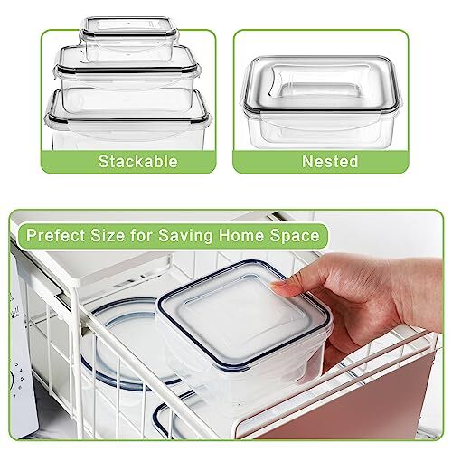 32 Pieces Food Storage Containers Set with Snap Lids (16 Lids + 16 Black - Picture 6 of 8