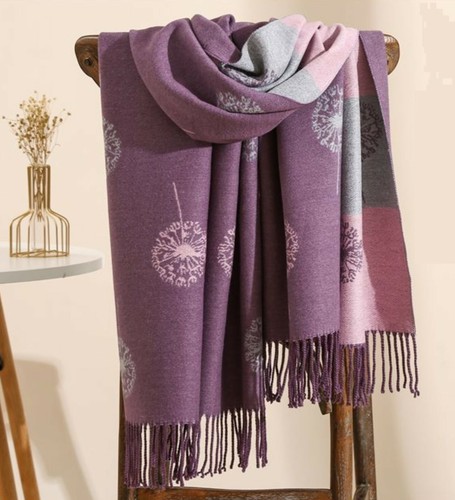 Ladies Scarf Long Soft Dandelion Pattern Scarves Soft Cashmere Touch Tassels UK - Picture 22 of 30