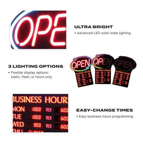 Pro-Lite *Refurb* LED Open Sign with Business Hours Prog - OPEN BOLD-Q - Picture 3 of 8