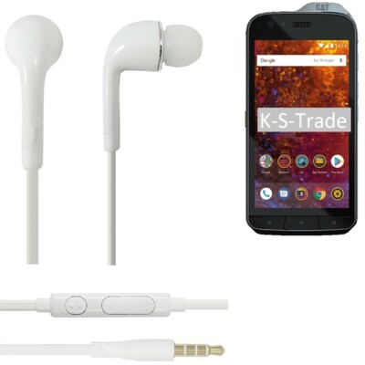 Earphones für Caterpillar Cat S61 in ear headset stereo Ohrstecker weiß