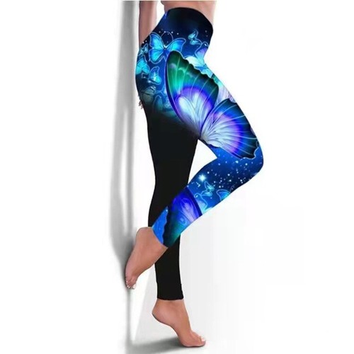 2021 Milk Silk Stylish Casual Colorful Butterfly Printed Women Pants Leggings - Picture 10 of 22