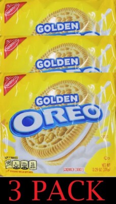 3x NABISCO OREO GOLDEN Vanilla Creme Sandwich Cookies 13.29 oz - 3 PACK