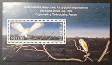 Namibia: 1999 Stamp World Cup, France; Barn Owl (bird); miniature sheet; SGMS850