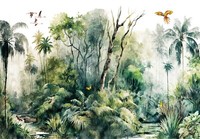 Tropische Dschungel VöGel Tapete Wandkunst GrüN Einfach Anzuwenden Natur Kunst