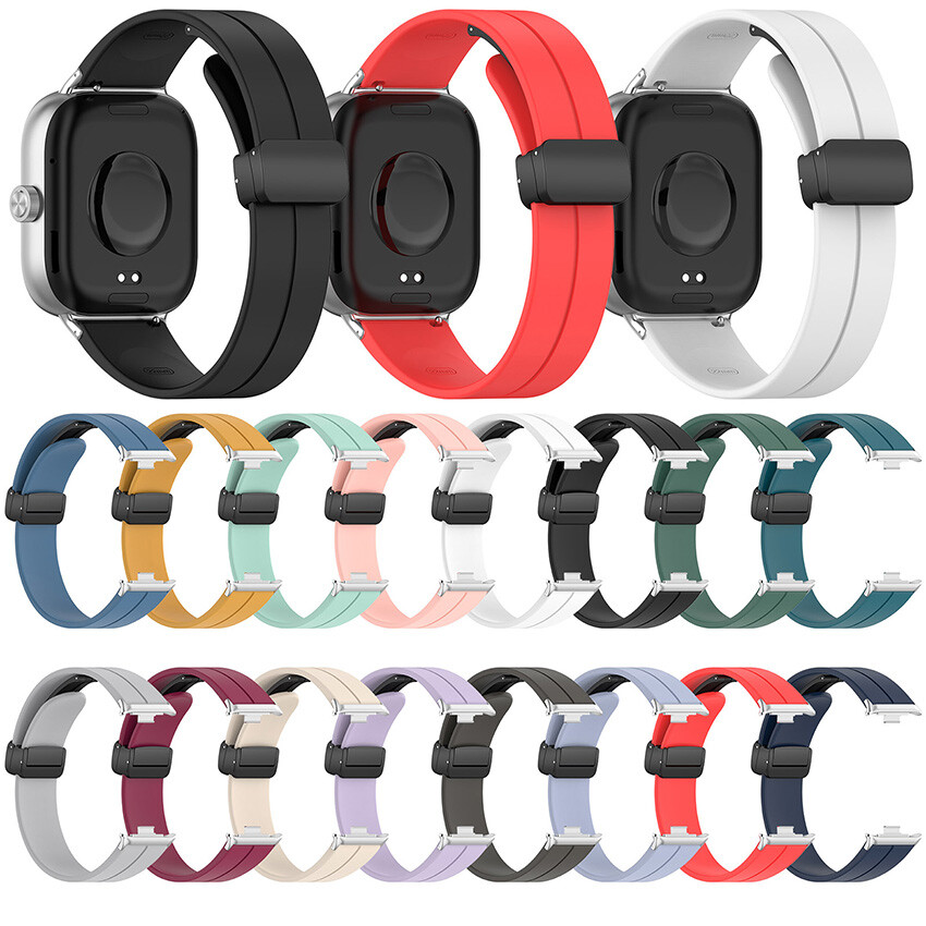 Silicone Strap Wristband with Folding Buckle for Xiaomi Band 8 Pro Redmi Watch 4
