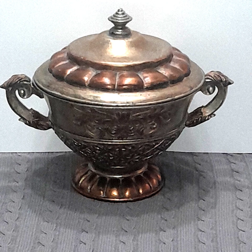 Винтажная персидская марокканская чаша урна коллекционная литая металлическая с ручной росписью 10 ч x 12 дюймов ширина - Изображение 4 из 4