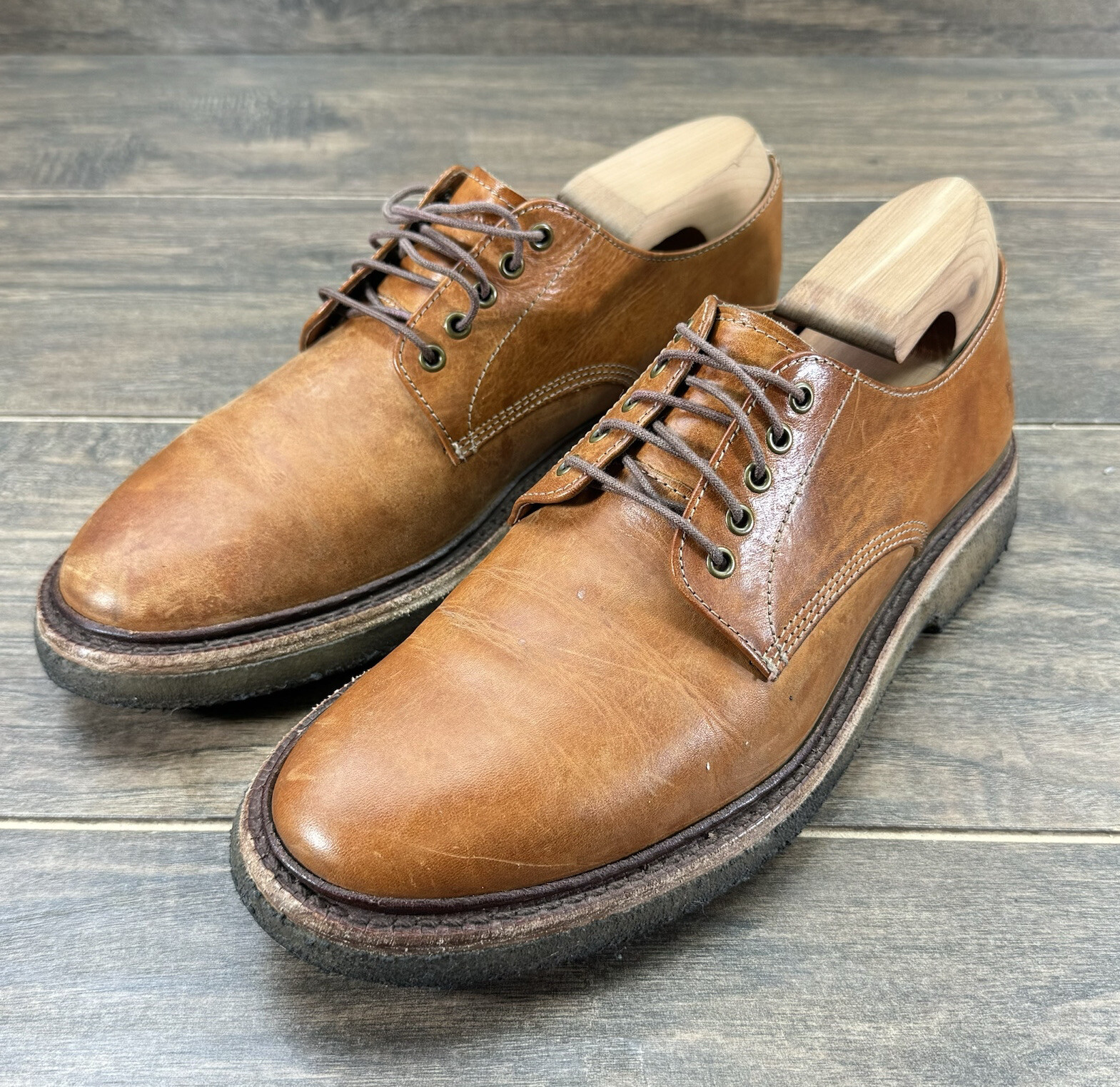 SAOLA Scarpe Frye da uomo 7 5 marroni in pelle derby Oxford punta piatta suola crepe casual