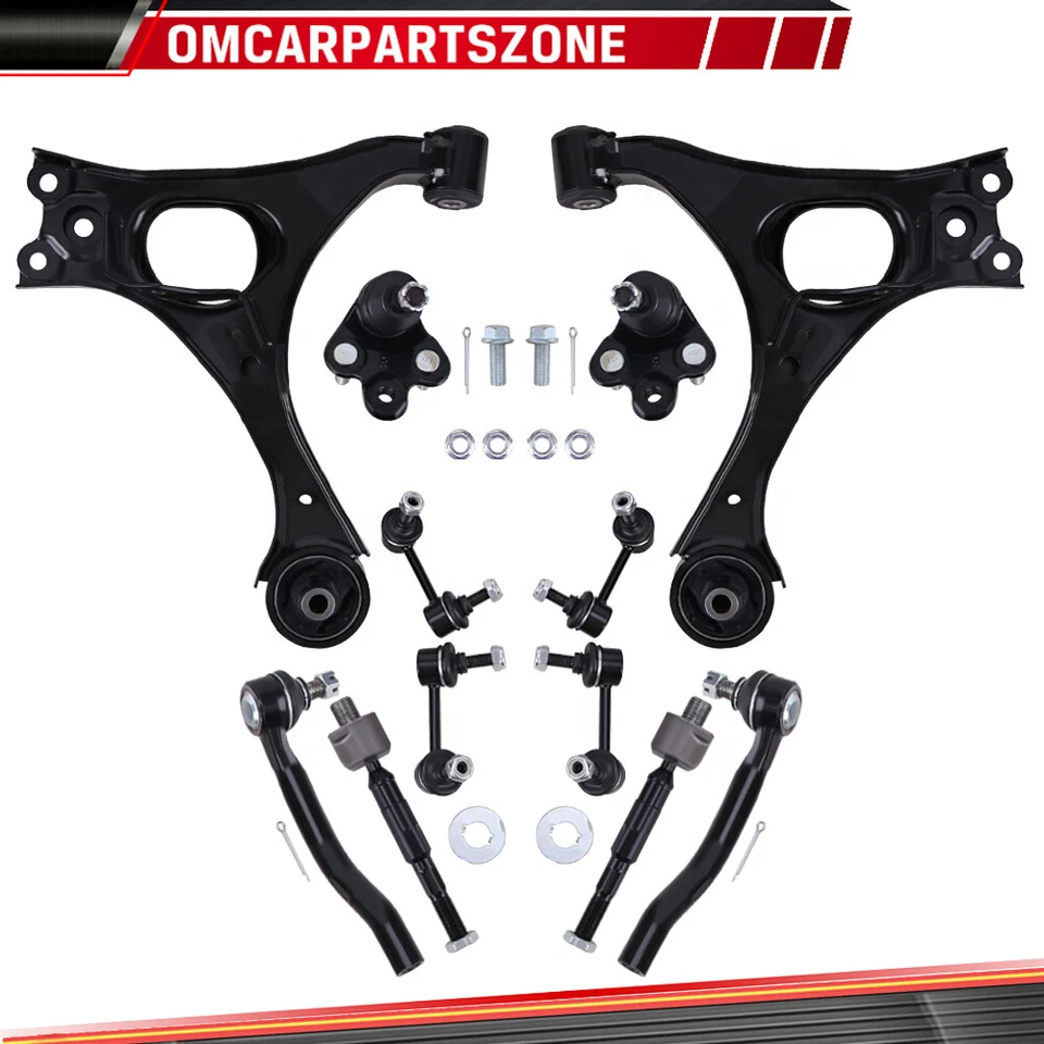 For 2006-2011 Honda Civic SI 12Pcs Front Lower Control Arms Ball Joints Tie Rods - Image 2 of 4